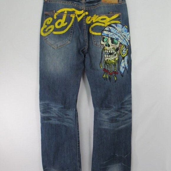 Ed Hardy Other - Ed Hardy Embroidered Pirate Denim Jeans 36 x 34